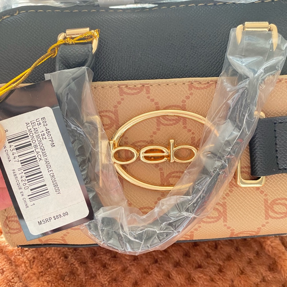 Bebe Black and Cream Crossbody Bag